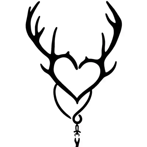 deer antlers making a heart with a fish hook Add I love you baby girl ~dad tattoo design idea