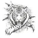 biomechanical Polynesian tiger tattoo tattoo design idea