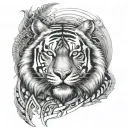 biomechanical Polynesian tiger tattoo tattoo design idea