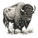 bison sitting tattoo design idea