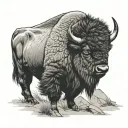 bison sitting tattoo design idea
