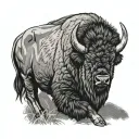 bison sitting tattoo design idea