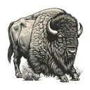 bison sitting tattoo design idea