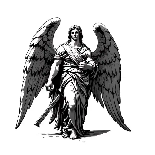 Saint Michael archangel standing guard tattoo design idea