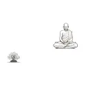 a buddhist monk meditating in the forest tattoo design idea