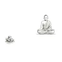 a buddhist monk meditating in the forest tattoo design idea