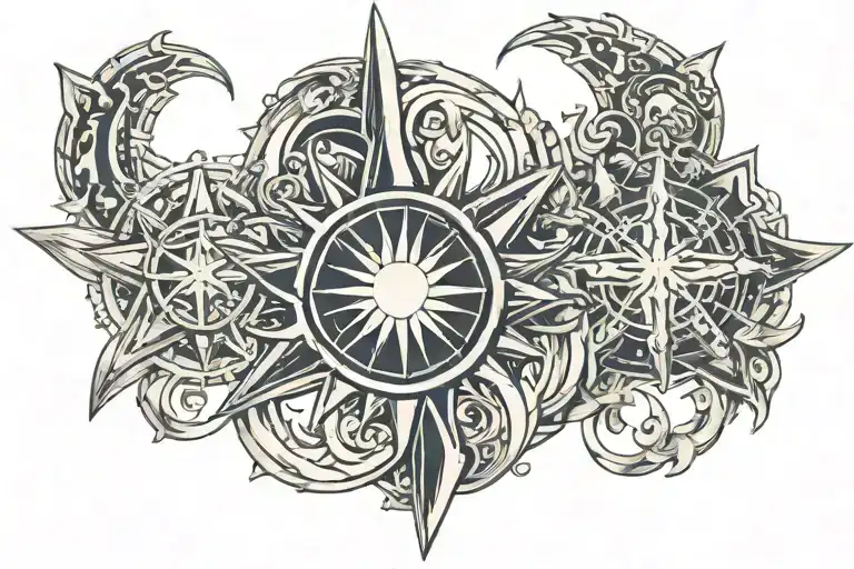 3 stars and a sun Philippine theme  tattoo design idea