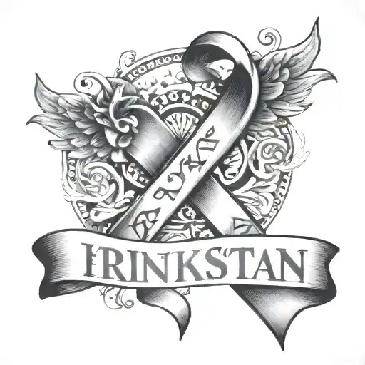 the name Kristin with cancer ribbon above kristin  tattoo design idea