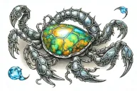 scorpion with opal heart stone tattoo design idea