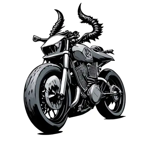 motor bike, Edvard cool anime demon tattoo design idea