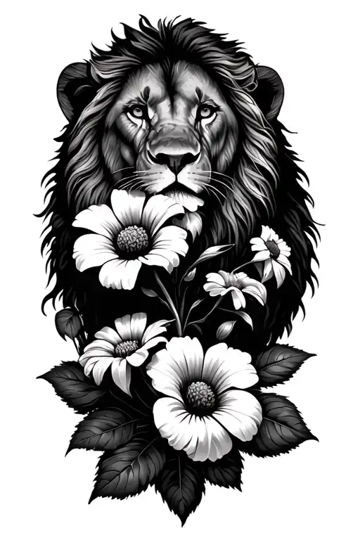intertwined flowers.  daisy and morning glory  add in crosses and a lion overlooking. make sure to add the morning glory tattoo design idea