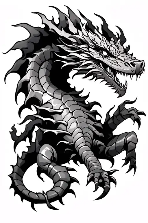 fire dragon combined with fool and scorpion tattoo design idea