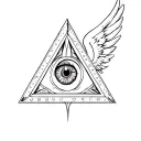 triangle and wings and an eye  tattoo design idea