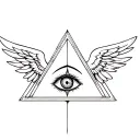 triangle and wings and an eye  tattoo design idea