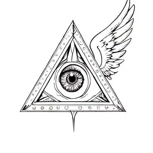 triangle and wings and an eye  tattoo design idea