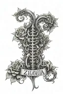 Tattoo for spinal with Zhavia name on the middle part tattoo design idea