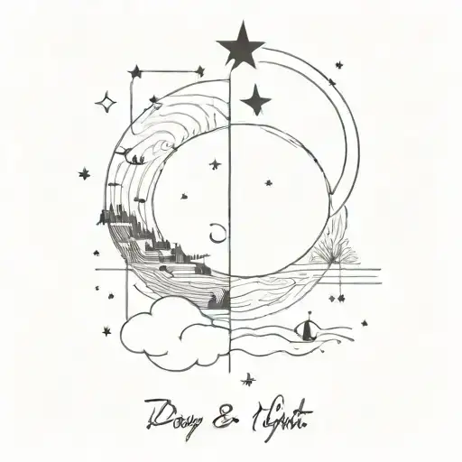 day and night, 24 hours tattoo design idea