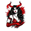 backfround for devil woman posing tattoo design idea