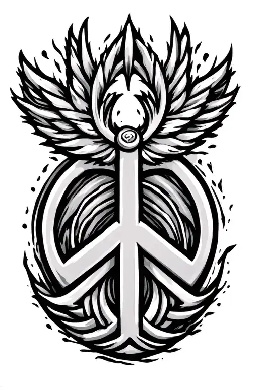 strength and peace symbol tattoo design idea