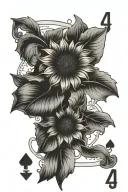 western, sunflower, tooled leather, 4 ace cards,  tattoo design idea