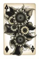 western, sunflower, tooled leather, 4 ace cards,  tattoo design idea