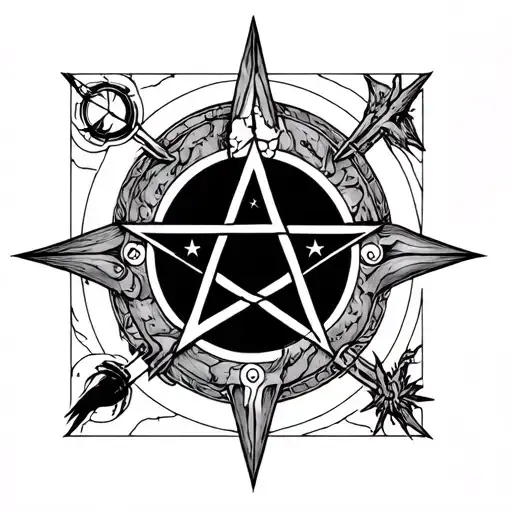 the sixth pentacle of Jupiter, the fifth and sixth pinnacle of Mars, and the fourth, fifth and sixth pinnacle of the moo tattoo design idea