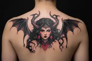 lilith demon surrounded tattoo design idea
