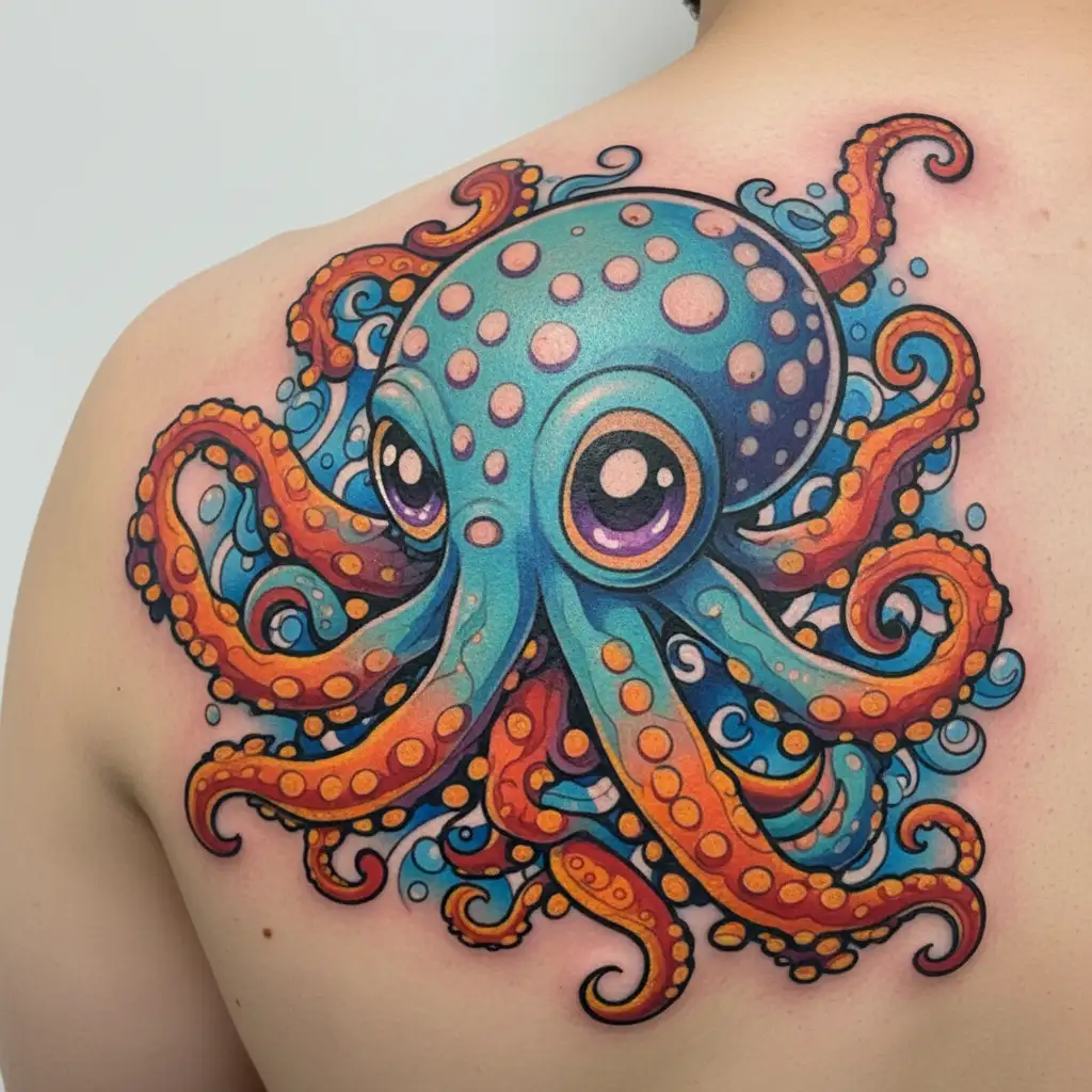 cute octopus tattoo design idea