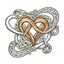 	Infinity Heart: An infinity symbol intertwined with a heart, with the name “Aash” elegantly inscribed along one loop an tattoo design idea