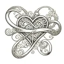 	Infinity Heart: An infinity symbol intertwined with a heart, with the name “Aash” elegantly inscribed along one loop an tattoo design idea