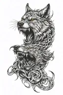 Snarling wolf and a triskel bdsm tattoo design idea