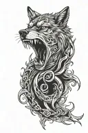 Snarling wolf and a triskel bdsm tattoo design idea