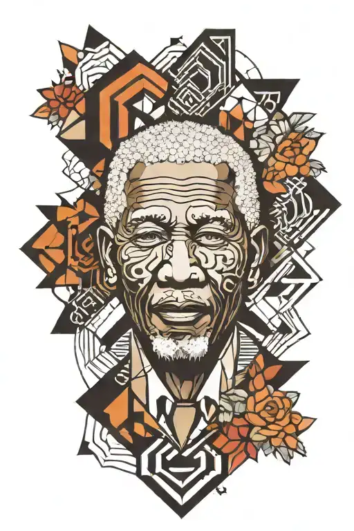 Mandela and geometric design incorporating tattoo design idea