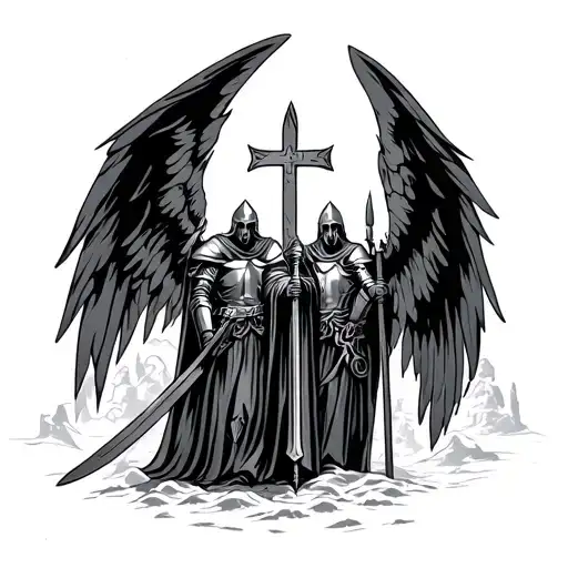 knights Templar at the gates of heaven tattoo design idea