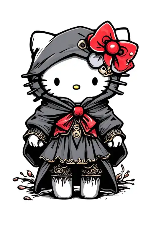 hello kitty grim reaper tattoo design idea