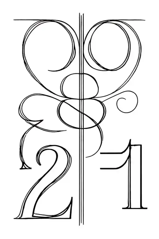  minimalist tattoo consisting of the Gemini zodiac symbol (♊) seamlessly integrated with the number "21". The lines are  tattoo design idea