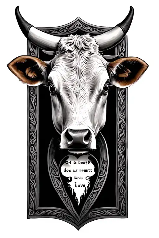 Leather tooling, with a cow ear tag that says 'Till death do us part, and we reunite in heaven with those we love. 2007  tattoo design idea