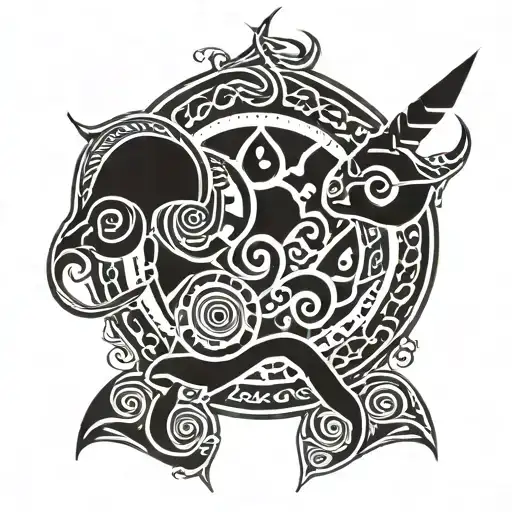 Tengri Turks kam drum tattoo design idea