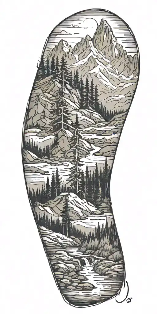 mountains and trees tattoo design idea