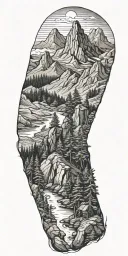 mountains and trees tattoo design idea