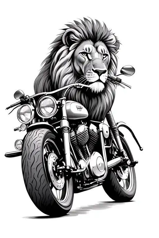 lion and motor bike tattoo design idea