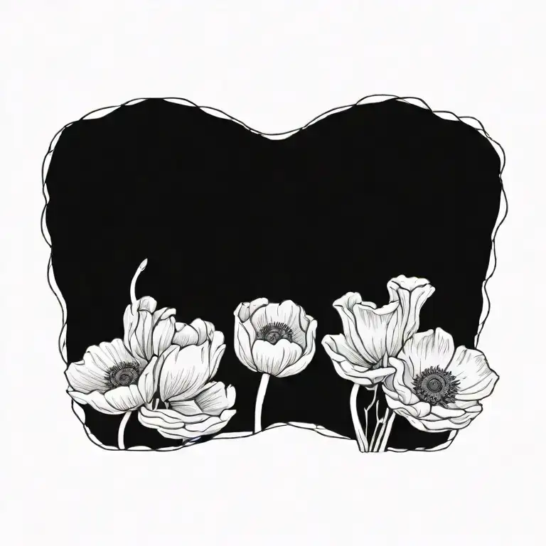 natural heart, poppies, anemones, mushrooms tattoo design idea