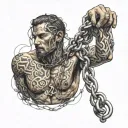 submissive slave chained tattoo design idea