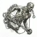 submissive slave chained tattoo design idea