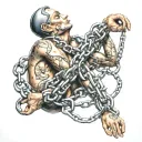 submissive slave chained tattoo design idea