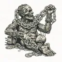 submissive slave chained tattoo design idea