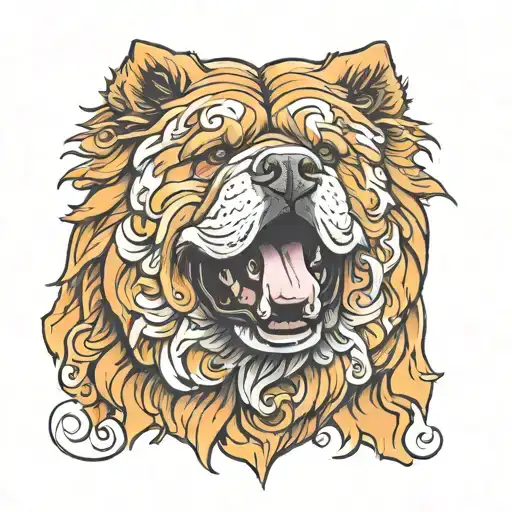 happy chow chow tattoo design idea