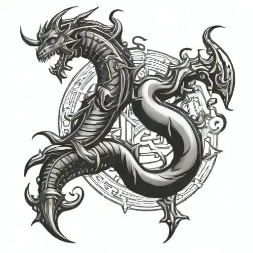 zodiac sign of scorpio and capricorn tattoo design idea