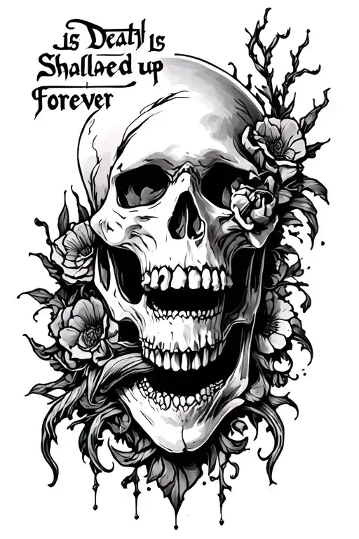 Death is swallowed up forever tattoo design idea