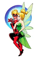 tinkerbell and deadpool tattoo design idea